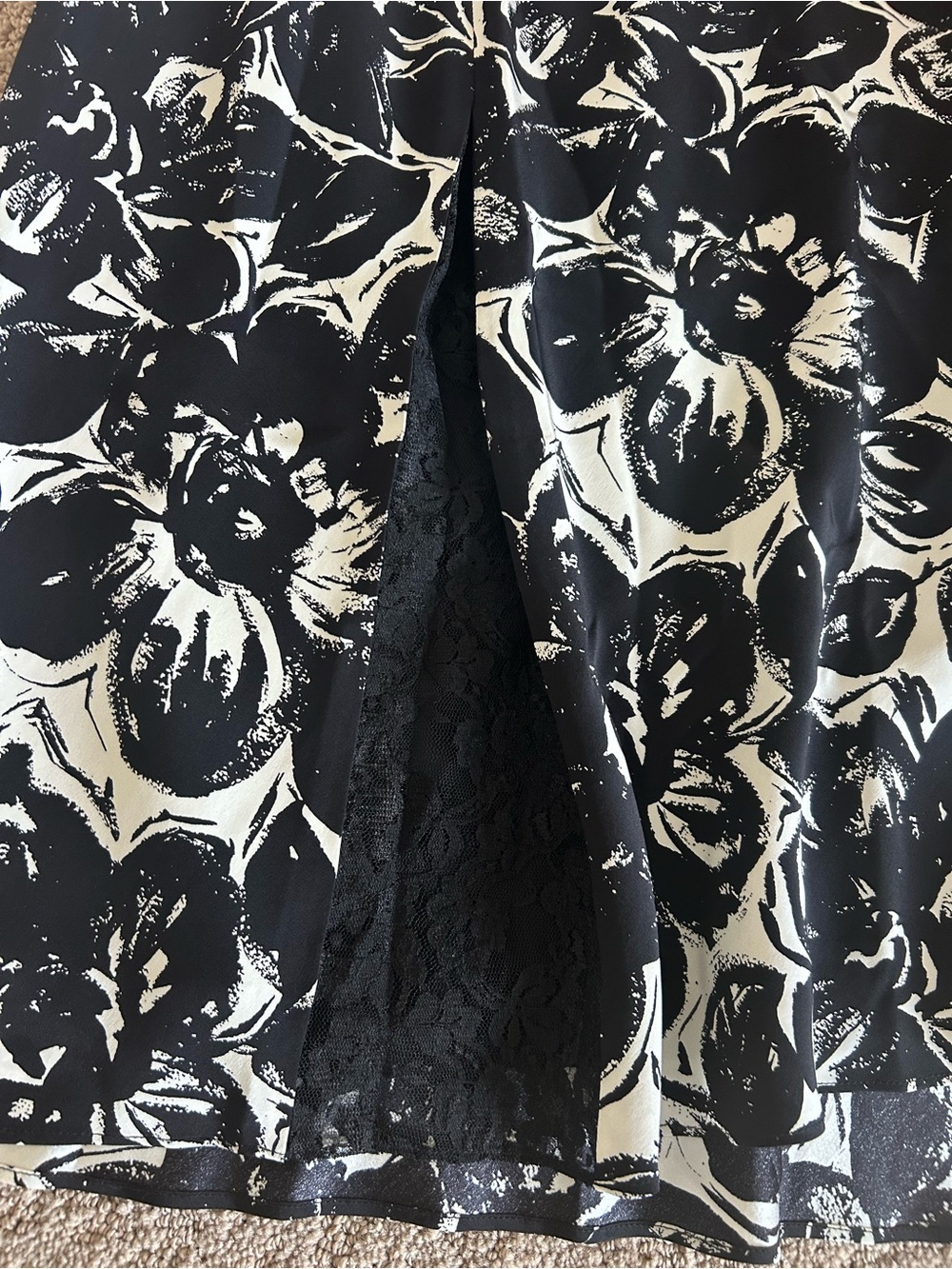 INC International Concepts Floral Lace A-line Black & White Size 8 Midi Skirt - Picture 4 of 7